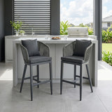 PURPLE LEAF Outdoor Bar Stools Patio Modern Aluminum Rattan High Back & Arms Bar Chairs with Removable Cushions and Pillows for Outdoor or Indoor