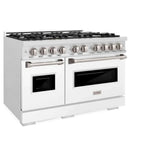 ZLINE 48" Dual Fuel Range, Gas Cooktop, Electric Convection Oven DuraSnow® Stainless Steel, White Matte Door CDRS-WM-48
