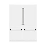 ZLINE 60" Autograph Edition French Door Refrigerator, Internal Water, Ice Dispenser, White Matte, Champagne Bronze Accents RBIVZ-WM-60-CB