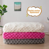 MAXYOYO Kids Bean Bag Bed - Bean Bag Chair to Bed with Jacquard Shaggy Plush Removable Cover, Plaid Grey