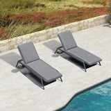 PURPLE LEAF Patio Chaise Lounge with Cushion Aluminum Tanning Chair Lounge Adjustable Reclining Set