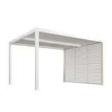 PURPLE LEAF Athena Louvered Pergola white Outdoor Aluminum Pergola with Shutter Wall Adjustable Gazebo Rainproof for Patio Deck Garden