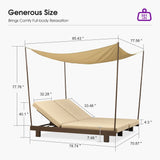PURPLE LEAF Outdoor Daybed for Patio, Poolside Chaise Lounge Bed with Cushion, Olefin Blend Fabric, Aluminum Frame Sunbed with Side Table for Deck and Backyard