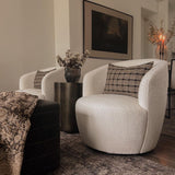Bella Modern White Boucle Swivel Barrel Chair (1-Piece)