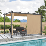 PURPLE LEAF Outdoor Pergola with Retractable Canopy Aluminum Shelter for Beach Porch Garden Shade Pavilion Pergola with Curtains