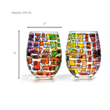 Renaissance Stained Glass Windows, (Stemless Wine Glasses)