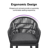 PURPLE LEAF Outdoor Bar Stools Rattan Bar Stools Counter Stools with Back and Cushions for Patio, Garden, Kitchen