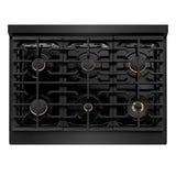 ZLINE 30" Paramount Gas Rangetop Black Stainless Steel Polished Gold SRTBZ-30-G