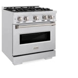ZLINE 30" Dual Fuel Range, Gas Cooktop, Electric Convection Oven DuraSnow® Stainless Steel, CDRS-30