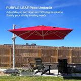 PURPLE LEAF Morden White Outdoor Umbrella Premium Aluminum Patio Cantilever Pool Sun Umbrellas