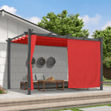 PURPLE LEAF Outdoor Pergola with Retractable Canopy Aluminum Shelter for Beach Porch Garden Shade Pavilion Pergola with Curtains