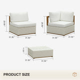 PURPLE LEAF Griffin U-shaped Patio Conversation Set White with Cushion Pillows Ottoman and Premium Leather for Gathering Entertaining