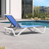 PURPLE LEAF Patio Chaise Lounge Chair Outdoor Plastic Textilene Sun Bathing Recliner Tanning Pool Lounger with 6 Adjustable Position for Outside Beach in-Pool Lawn Poolside
