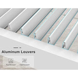 PURPLE LEAF Athena Louvered Pergola White Outdoor Aluminum Pergola with Roller Blind Adjustable Gazebo for Patio Deck Garden