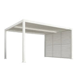 PURPLE LEAF Athena Louvered Pergola white Outdoor Aluminum Pergola with Shutter Wall Adjustable Gazebo Rainproof for Patio Deck Garden