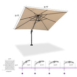 PURPLE LEAF Pool Umbrella Outdoor Cantilever Umbrella with In-ground Base