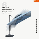 PURPLE LEAF SUNBRELLA Cantilever Umbrella Grey Aluminum Patio Umbrella