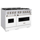 ZLINE 48" Dual Fuel Range, Gas Cooktop, Electric Convection Oven Stainless Steel, White Matte Door CDR-WM-48