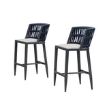 PURPLE LEAF Outdoor Bar Stools Set of 2 for Overweight Wicker Rattan Patio Barstools Woven Modern Bar Chairs with Backrest and Cushions for Garden Outside