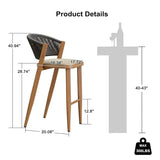PURPLE LEAF Counter Height Bar Stool Set of 2 Outdoor Stool Chair with Footrest Patio Bar Height Stools Rattan Barstools for Outdoor or Indoor