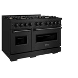 ZLINE 48" Classic Gas Range, Convection Gas Oven Black Stainless Steel Brass Burners, CGRB-BR-48