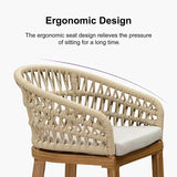 PURPLE LEAF Outdoor Bar Stools Counter Stools Rattan Bar Stools Chair with Backrest for Indoor or Outdoor, Kitchen lsland