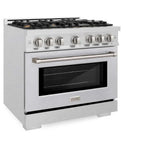 ZLINE 36" Select Dual Fuel Range Gas Cooktop Electric Convection Oven DuraSnow® Stainless Steel Brass Burners HDRS-BR-36
