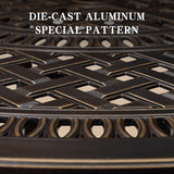 PURPLE LEAF Cast Aluminum Patio Dining Armchairs and Round Table | Rhombus and Square Lattice Designs