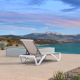 PURPLE LEAF Patio Chaise Lounge Chair Outdoor Plastic Textilene Sun Bathing Recliner Tanning Pool Lounger with 6 Adjustable Position for Outside Beach in-Pool Lawn Poolside