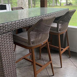 PURPLE LEAF Bar Stools Set of 4 Outdoor Aluminum Barstools with Back Modern Wicker Rattan Boho Garden Pool Patio Bar Chairs