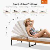 PURPLE LEAF Outdoor Chaise Lounge Patio Lounge Chair Recliner with Side Table and Cushion for Poolside Balcony Backyard