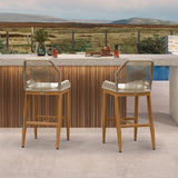PURPLE LEAF Patio Bar Stools Counter Stools Outdoor Rattan Chairs with Back Modern Aluminum Woven Barstools for Garden Patio Kitchen Indoor