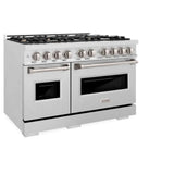 ZLINE 48" Dual Fuel Range, Gas Cooktop, Electric Convection Oven DuraSnow® Stainless Steel, Brass Burners CDRS-BR-48
