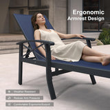 PURPLE LEAF Oversized Chaise Lounge Chair Outdoor Extra Wide Pool Lounge Chairs 5 Adjustable Position with Armrests and Side Table, Aluminum Patio Lounge Chair for Outside, Backyard, Pool