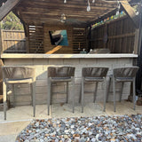 PURPLE LEAF Bar Stool Rattan Bar Stools Counter Stools with Back Metal Bar Height Stool Outdoor Bar Chair for Garden Kitchen