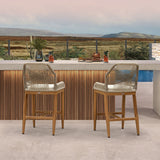 PURPLE LEAF Patio Bar Stools Counter Stools Outdoor Rattan Chairs with Back Modern Aluminum Woven Barstools for Garden Patio Kitchen Indoor