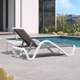 PURPLE LEAF Patio Chaise Lounge Chair Outdoor Plastic Textilene Sun Bathing Recliner Tanning Pool Lounger with 6 Adjustable Position for Outside Beach in-Pool Lawn Poolside