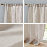 Linen Blend Light Filtering Curtain Panel Pair, Natural