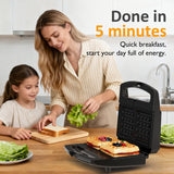 3-in-1 Sandwich/Waffle Maker – 5-Min Waffles, Glass Top