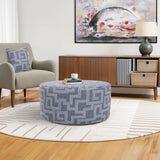 Indoor/Outdoor Universal Round Ottoman Syros Denim Cover Only