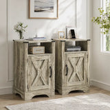 Nightstand with Charging Station Wooden Rustic 2 Count