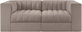 Rummi - Velvet Performance Fabric Upholstered 2 Piece Modular Loveseat