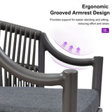 PURPLE LEAF Patio Bar Stools Set of 2 Outdoor Wicker Modern High Bar Chairs Metal Cushioned Barstools with Backs and Ergonomic Armrest