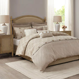 Button Accent Taupe Duvet Cover Set with Removable Insert
