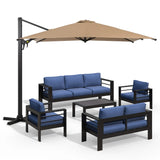 6-Piece Aluminum Patio Sofa Set with Umbrella