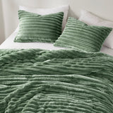 300GSM Fluffy Ribbed Plush Comforter Set,Green