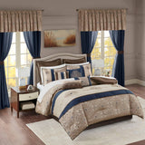 24-Piece Room-in-A-Bag Medallion Comforter Set, Navy Blue