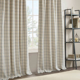 Plaid Fleece Lining Window Curtain Panel, Linen Blue