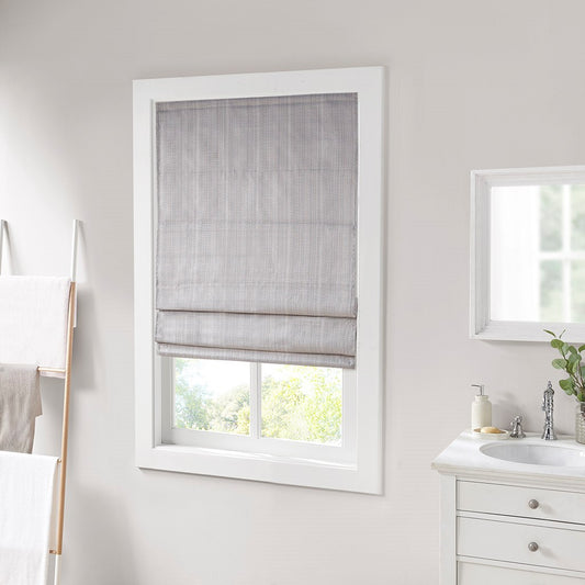 Basketweave Room Darkening Cordless Roman Shade, Grey