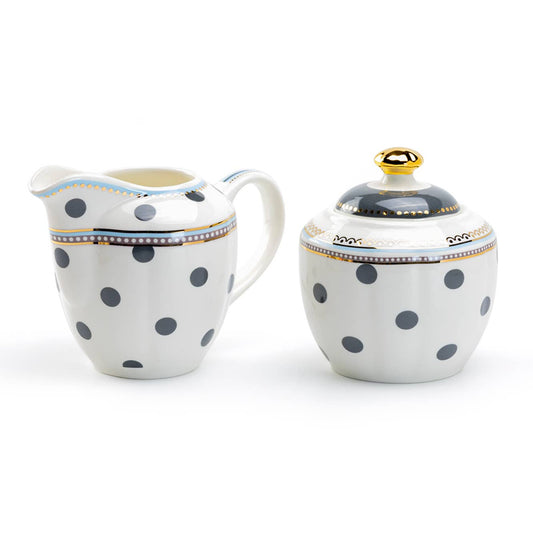 Grace Teaware Dark Gray Dots Sugar & Creamer Set